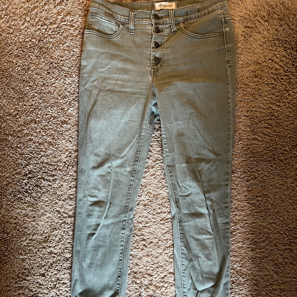 Olive green skinny full length pants